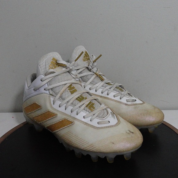 Adidas Adizero Cleats Men 10.5 Low Top White Gold Athletic Football Shoes Soccer main image 4